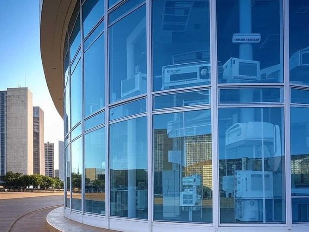 Hospital moderno em Brasília, representando cirurgia de catarata do presidente Lula.