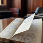 Passaporte brasileiro antigo com selos portugueses, simbolizando descoberta em Portugal gerando desconfiança.