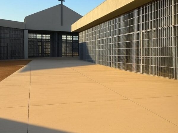 Prisão federal em Brasília com capela religiosa, ilustrando pedido de assistência na defesa de Bolsonaro.