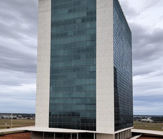 Edifício da CLDF em Brasília, representando aprovação de lei que converte licença-prêmio em imóveis, ampliando desigualdades no DF.