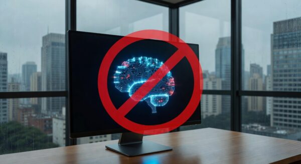 Banca de jornais em São Paulo com jornais rasgados, representando desinformação e erosão da credibilidade da mídia.