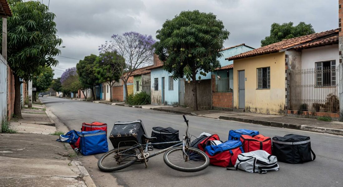 Bicicleta de entregador furtada abandonada em rua de Sobradinho, no DF.