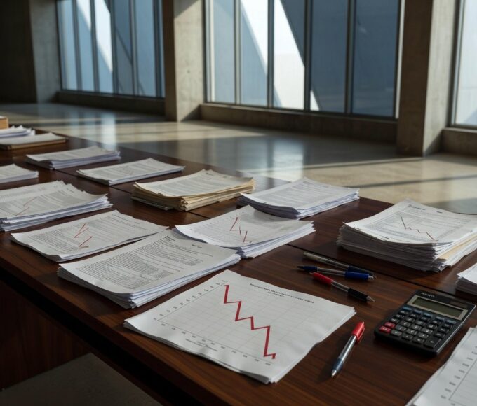 Fachada da CLDF em Brasília com elementos simbólicos de resultados fiscais preocupantes do GDF no 3º quadrimestre de 2025.