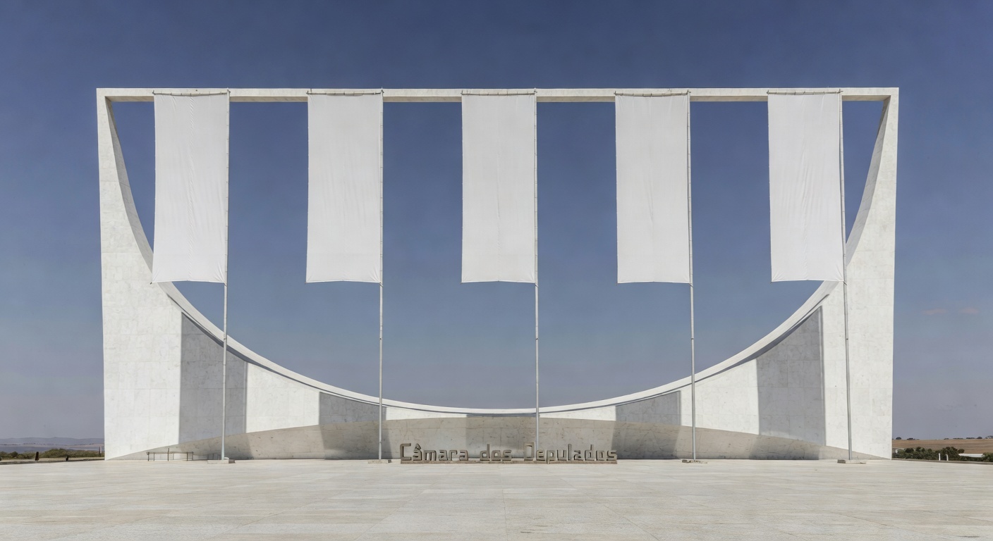 Fachada da CLDF em Brasília com símbolos de críticas ao combate à violência contra a mulher.