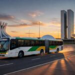 Ônibus de transporte público em Brasília, representando gratuidade para final do Campeonato Candango anunciada pelo GDF.