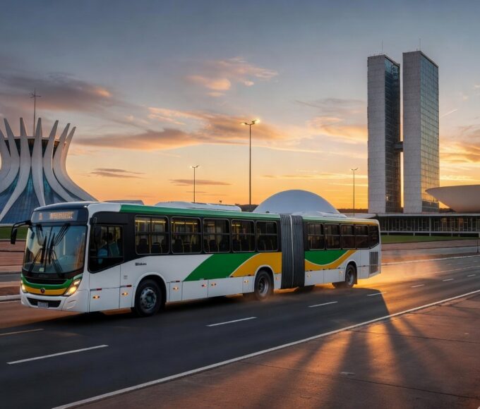 Ônibus de transporte público em Brasília, representando gratuidade para final do Campeonato Candango anunciada pelo GDF.