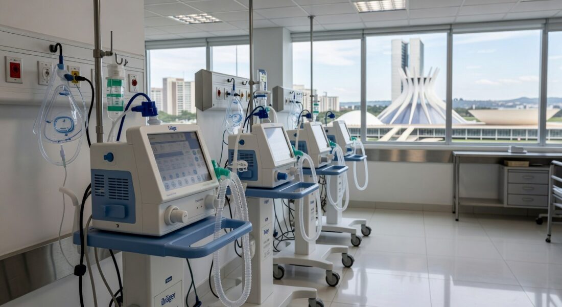 Hospital em Brasília com equipamentos de cuidados respiratórios, representando excelência no DF.