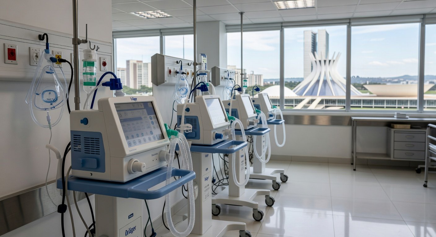 Hospital em Brasília com equipamentos de cuidados respiratórios, representando excelência no DF.