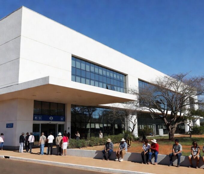 Hospital público em Brasília representando fila de colonoscopias na rede pública do DF.