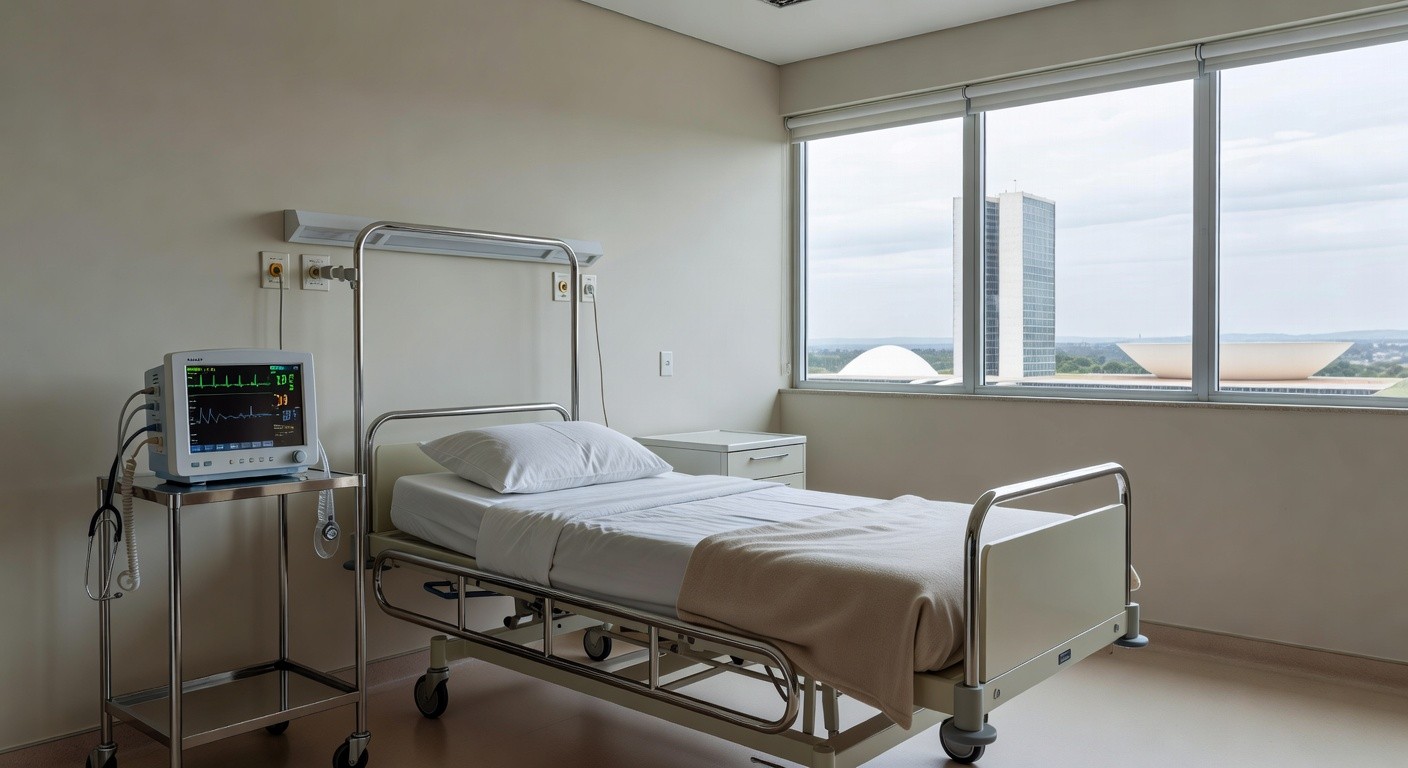 Fachada do Hospital Regional de Santa Maria em Brasília, simbolizando dedicação à recuperação após coma.