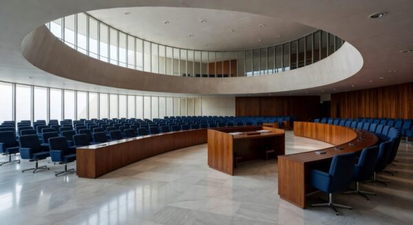 Plenário vazio da CLDF em Brasília representando aprovação para presidência do IgesDF