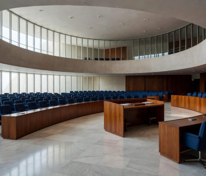 Plenário vazio da CLDF em Brasília representando aprovação para presidência do IgesDF
