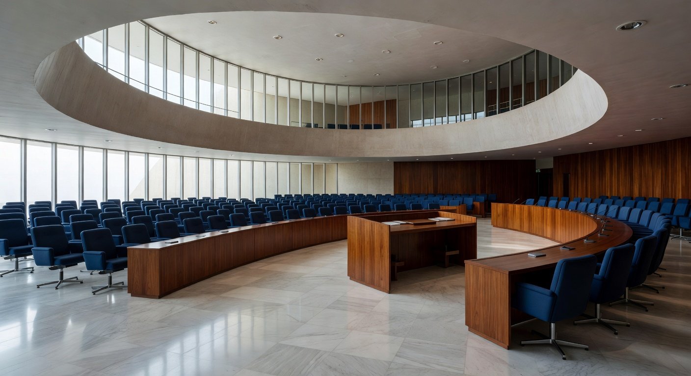 Plenário vazio da CLDF em Brasília representando aprovação para presidência do IgesDF