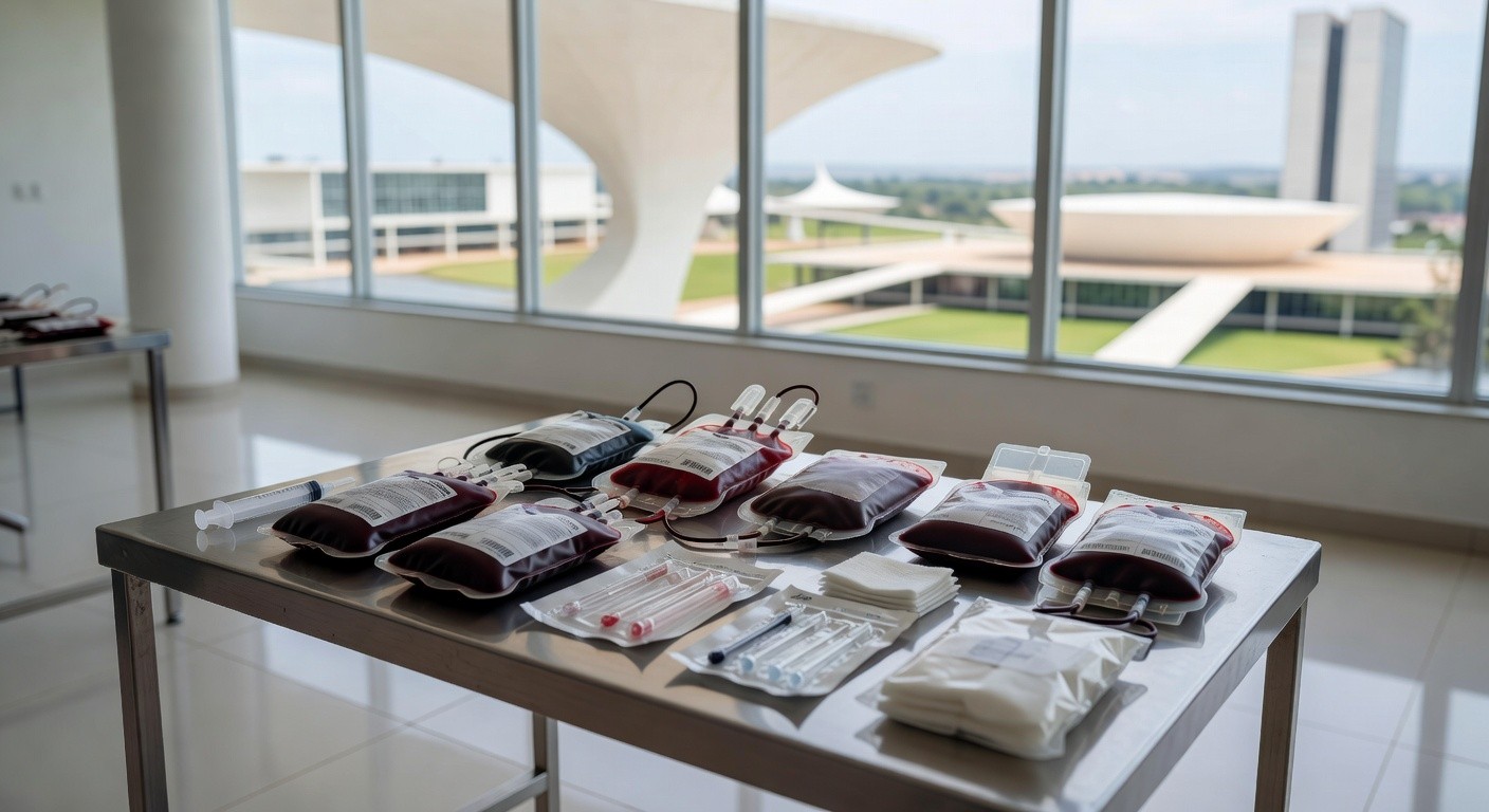 Centro de doação de sangue em Brasília com equipamentos para vacinação de doadores