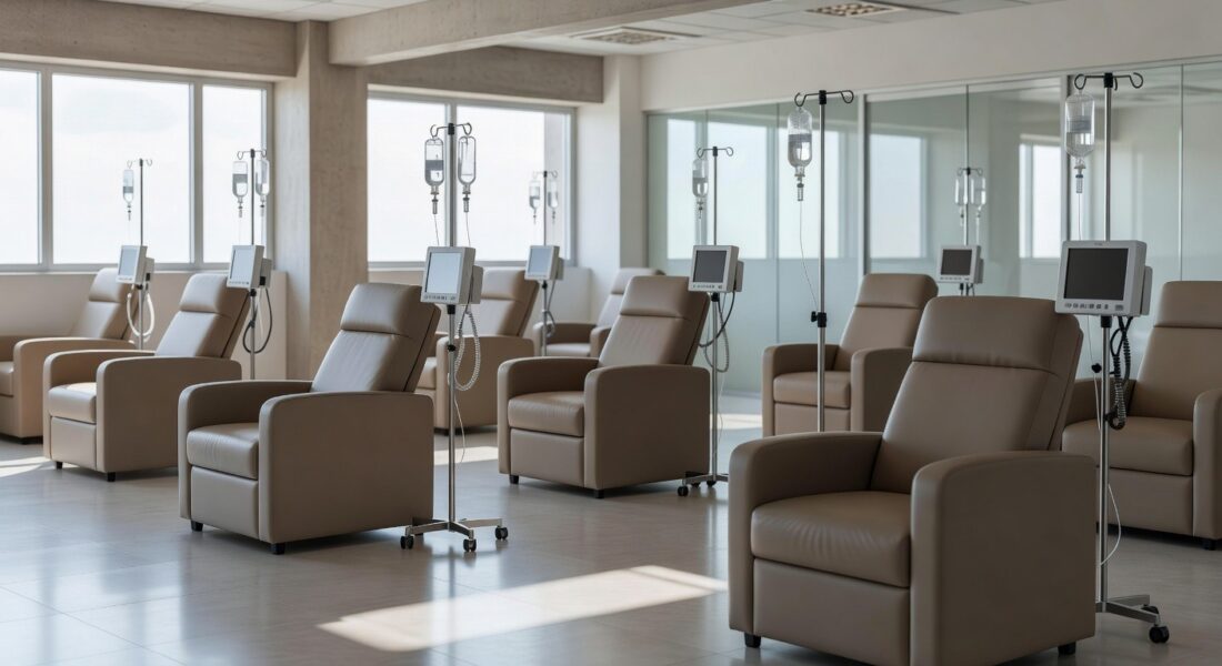 Centro de infusão vazio em hospital de Brasília