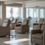 Centro de infusão vazio em hospital de Brasília