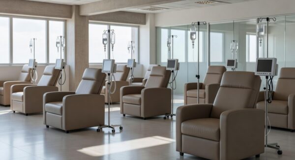Centro de infusão vazio em hospital de Brasília