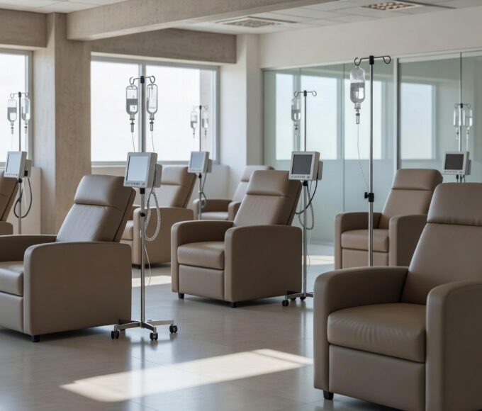 Centro de infusão vazio em hospital de Brasília