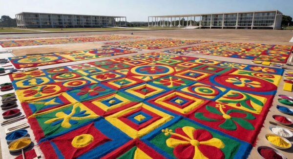 1 de 1 montagem-do-tradicional-tapete-de-corpus-christi-na-esplanada-dos-ministerios-em-brasilia-metropoles-8 - Foto: HUGO BARRETO / METRÓPOLES @hugobarretophoto