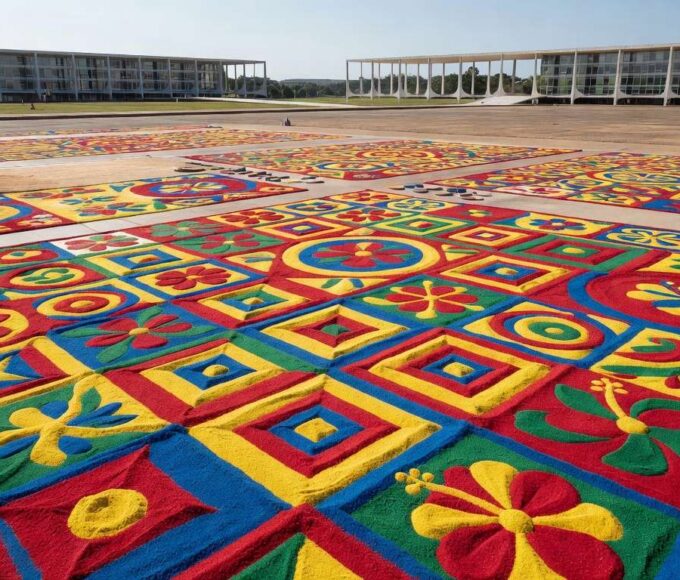 1 de 1 montagem-do-tradicional-tapete-de-corpus-christi-na-esplanada-dos-ministerios-em-brasilia-metropoles-8 - Foto: HUGO BARRETO / METRÓPOLES @hugobarretophoto