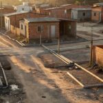 Praça comunitária em Ceilândia com equipamentos infantis, contexto de vulnerabilidade social do Projeto Golfinho