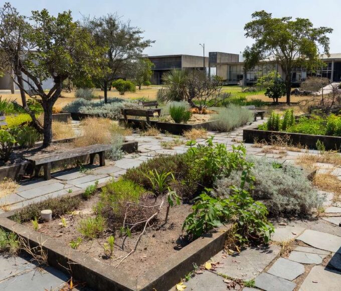 Jardim terapêutico em Brasília com vegetação do cerrado, simbolizando lei aprovada no DF