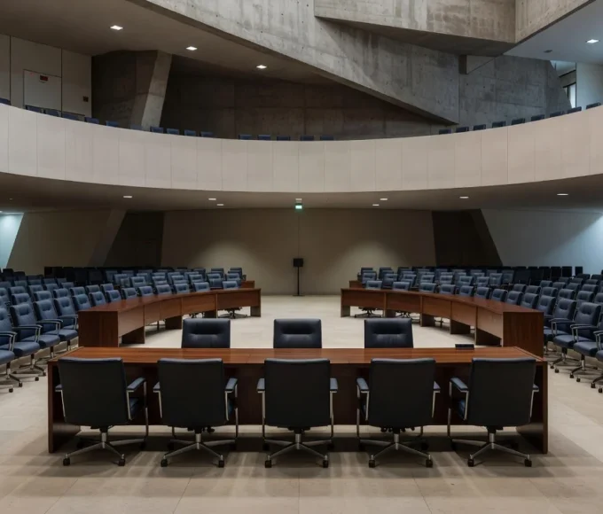 Interior da Câmara Legislativa em sessão solene com foco em gastos públicos