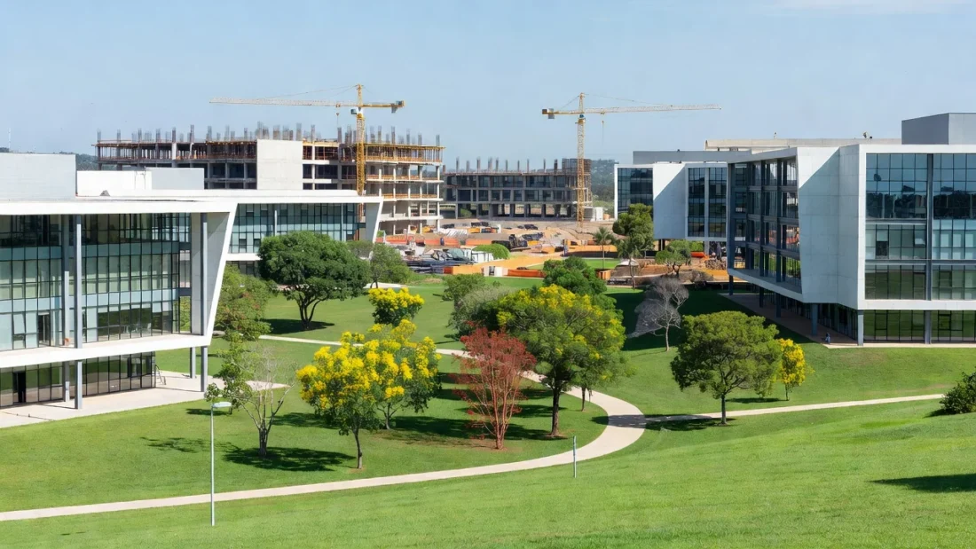 Campus da UnDF em Brasília com prédios vazios, simbolizando críticas por falta de vagas