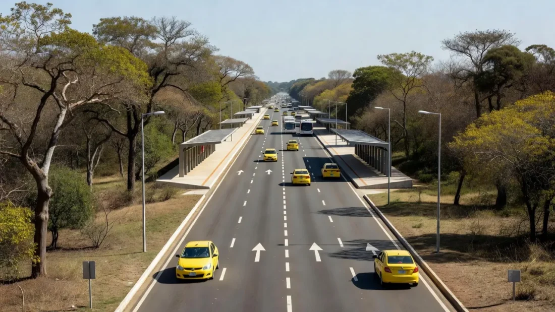 Táxis no corredor do BRT Sul em Brasília, DF