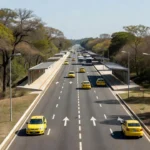 Táxis no corredor do BRT Sul em Brasília, DF