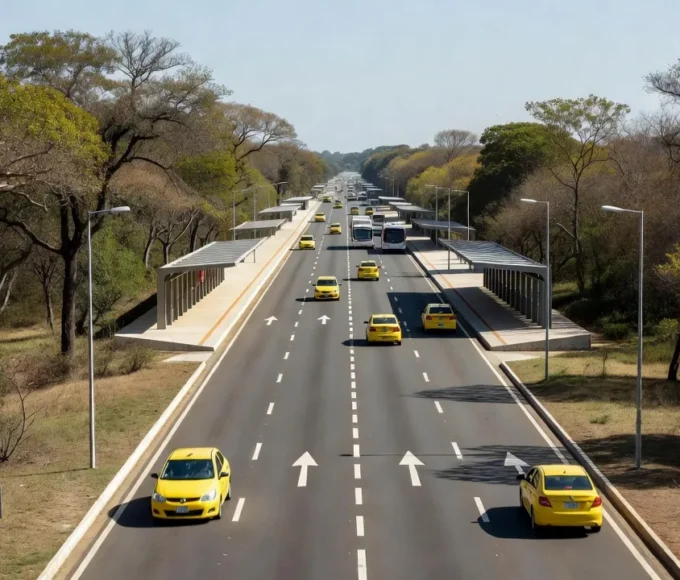 Táxis no corredor do BRT Sul em Brasília, DF