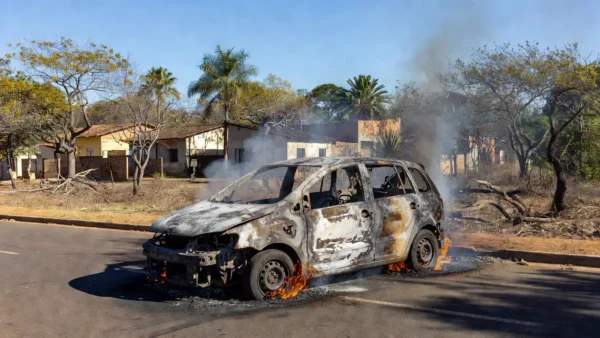 Volkswagen SpaceFox destruído por incêndio em Sobradinho, Brasília