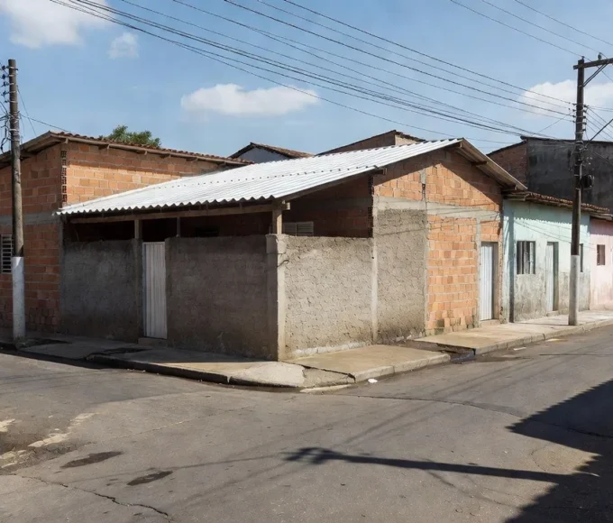 Centro comunitário em bairro popular brasileiro representando projetos sociais e direitos trabalhistas